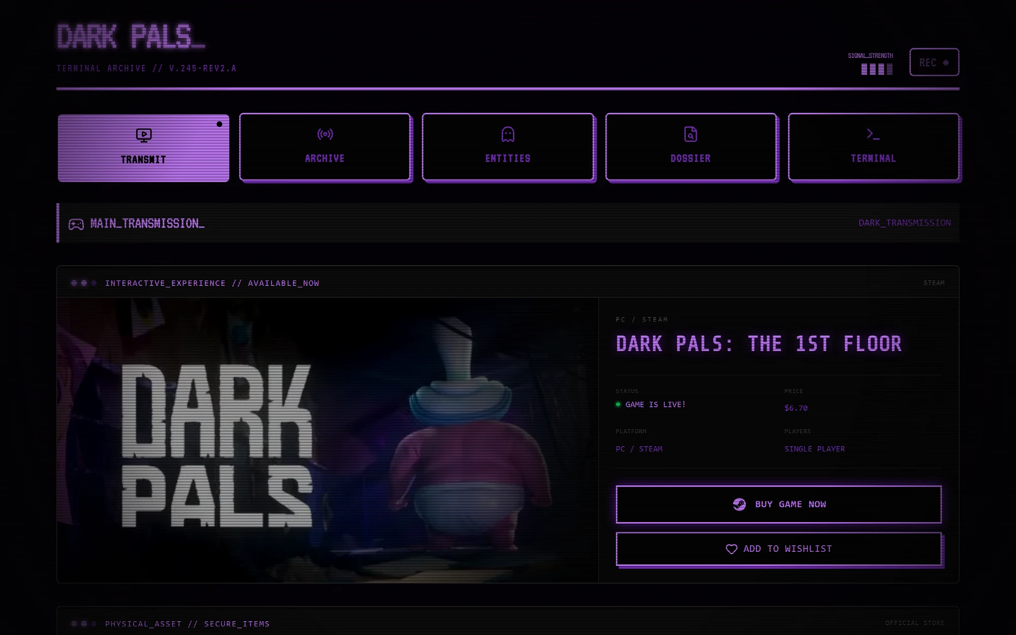 The Dark Pals website